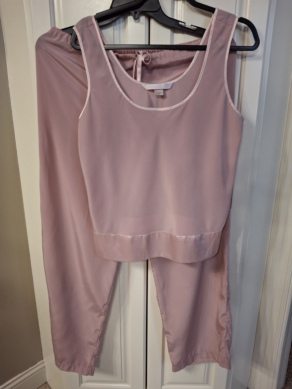 Y2k Vintage Victoria's Secret Pale Pink Satin-Trim Pajama Set